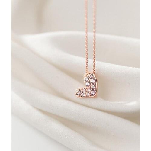 Heart Necklace 925 Sterling Silver Pendants Necklaces Chain with Cubic Zirconia