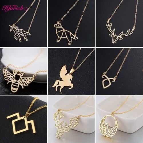 Multiple Animal Pendant Necklace Cartoon Unicorn Ox Horn Bull Terrier Bee Hedgehog Dinosaur Elephant Necklace Jewelry Unisex