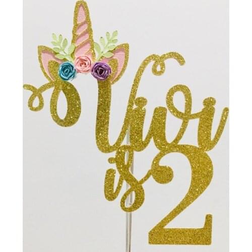Personalize name age Glitter Unicorn cake topper, unicorn birthday party topper, unicorn party big cake center piece