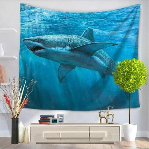 Undersea World SharkTapestry Flower Wall Hanging Room Ocean Carpet Dorm Tapestries Art Home Decoration Accessories