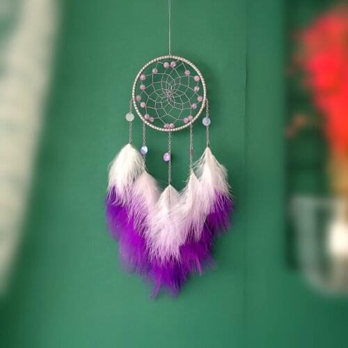 Purple Dreamcacher Home Ornaments Dreamcatcher Feather Bead Hanging Decoration