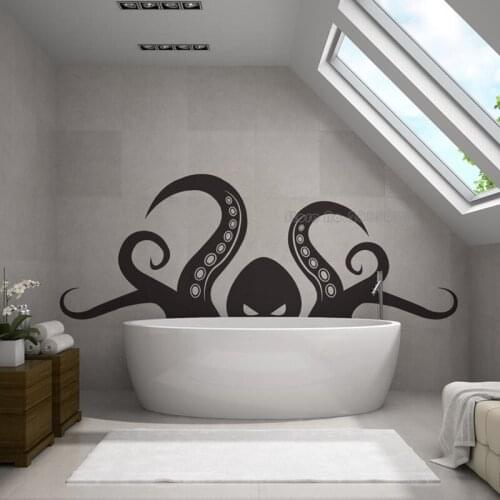 Octopus Tentacle Vinyl Wall Art Stickers Bathroom Ocean Giant Sea Animal Home Decor Living Room Wall Decal Bath Wallpaper LL974