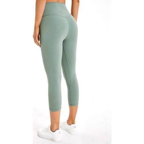 Women Naked-Feels Plain Athletic Fitness Cpari Pants Soft Nylon Gym Yoga pants Sport Cropped Trousers workout