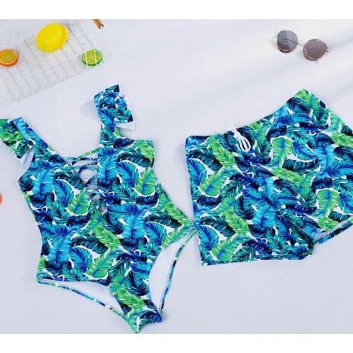 Women Mens Couple Swimsuit Women Bikini Men Board Shorts Swimming Trunks Boxer Sweat Beach swimwear Surfing Board short