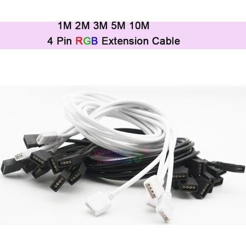 1pcs 1M 2M 3M 5M 10M 3528 5050 SMD RGB LED light Strip 4 PIN RGB led Extension Cable connector cord Wire with 4pin