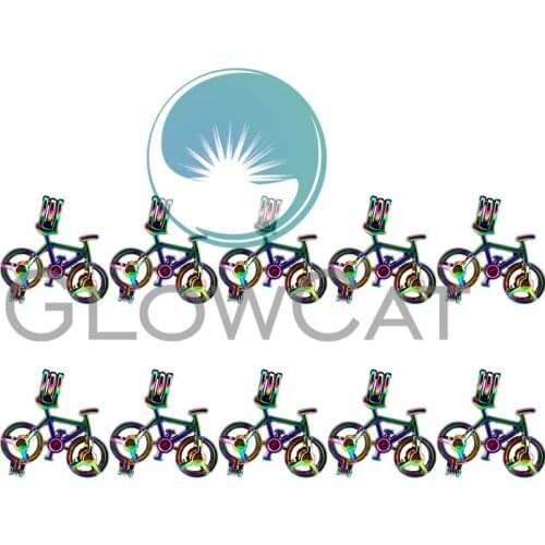 10x C611 Rainbow Color Sports Bike Beads Cage Jewelry Making Perfume Diffuser Pearl Cage Locket Pendant