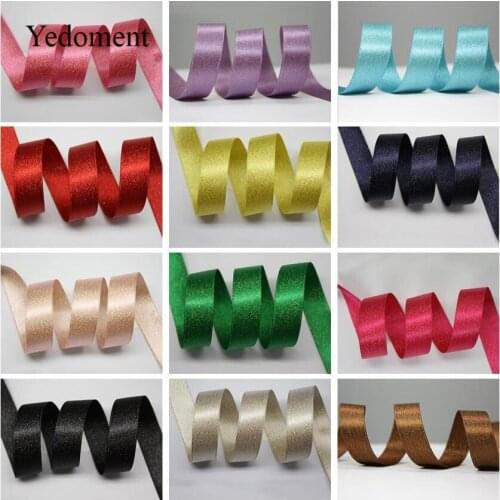 17072803,New arrival 10 yards/lot double face glitter spun gold satin ribbons gift packaging ribbon DIY handmade materials