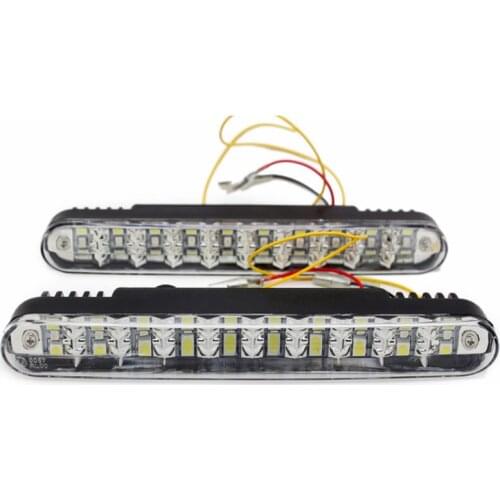 2Pcs/Set SUNKIA DRL Super White High Power 20 LED Universal Car Light LED Daytime Running With Turn Signal
