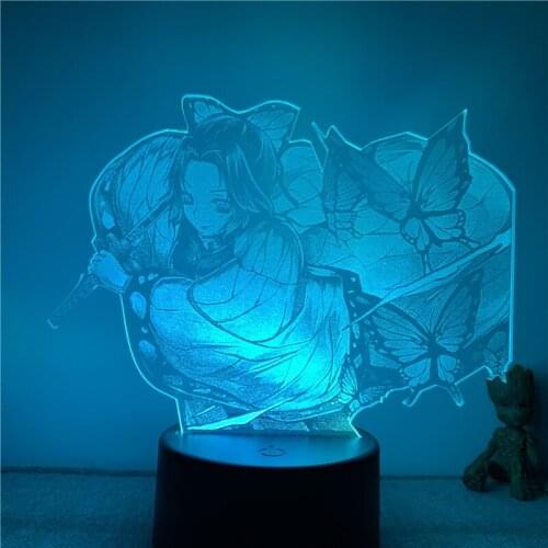 3D Nightlight Animated Real Ver. Demon Slayer Gojo Satoru Smiling Figure 7 Colors Touch Illusion Table Lamp Gift Decor Light