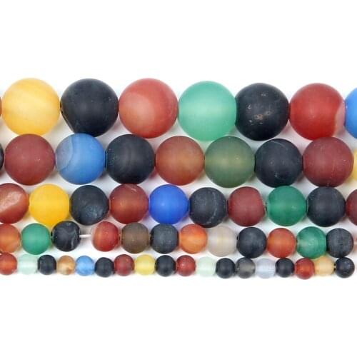 4-12mm Natural Stone Beads Loose Round Frosted Color Agates Stone Beads For Jewelry Making DIY Charm Bracelet Necklace Handmade