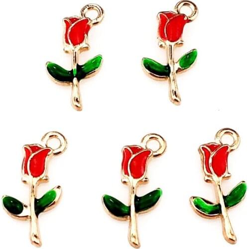 5pcs/lot Light Gold Beauty Little Rose Flower Pendant Jewelry Finding Making 22210