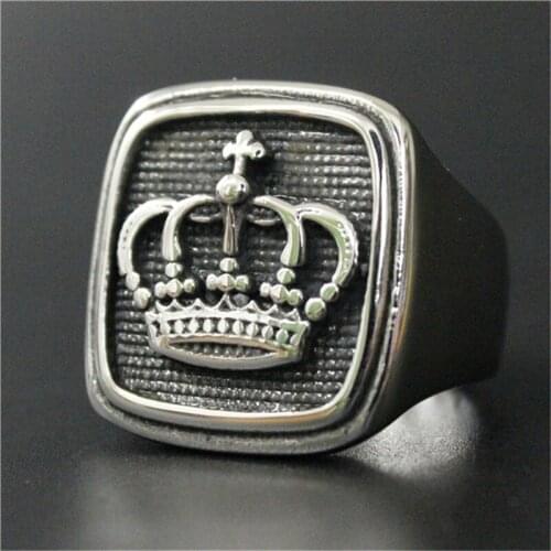 5pcs/lot Size 7-14 Wholesale Crown Ring 316L Stainless Steel Jewelry Punk Crown Ring