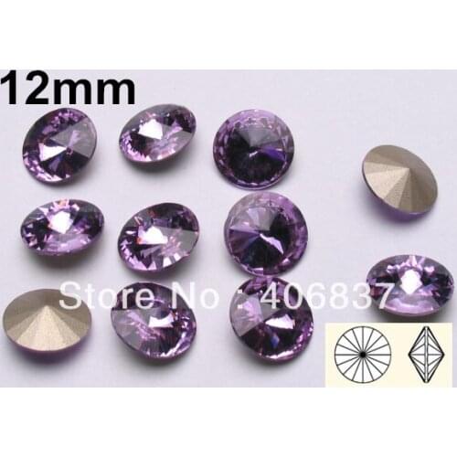 Free Shipping! 200pcs/Lot, 12mm Violet Crystal Rivoli Stones, Chinese Top Quality Rivoli Crystals