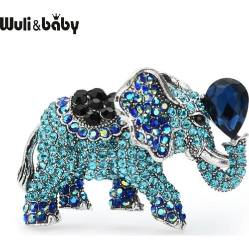 Wuli&baby Rhinestone Waterdrop Elephant Brooches For Women Banquet Office Causal Brooch Pins Gifts
