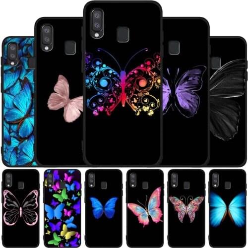 Animal butterfly Black Soft Phone Case For Samsung A10 A20 A30 A40 A50 A70 A21 A31 A51 A71 A41 A32 A42 S52 A72 A6 2018 Cover