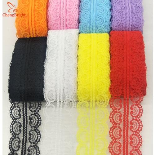 CHENGBRIGHT 10 Yards Lace Ribbon Tape 45mm Lace Trim Fabric DIY Embroidered Net Lace For Sewing Decoration Lace Fabric Black