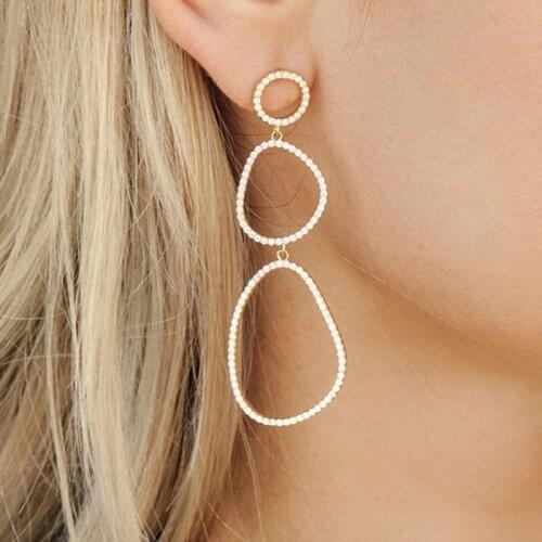 Irregularity geometric dangle long earring for women sparking white cz paved Fashion Gorgeous European female jewelry