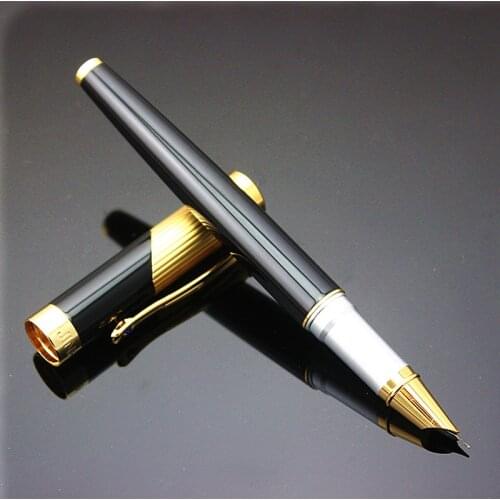Jinhao 9009 Black and Golden Luxury Diamond Extra Fine Nib Fountain Pen for Finance Free Shipping 0.38 mm Ink Pens for Writing