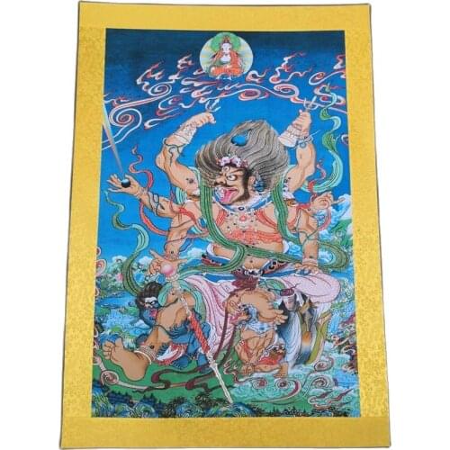 China old Tibet Paper Thangka like hanging painting fengshui Tibetan Buddhism