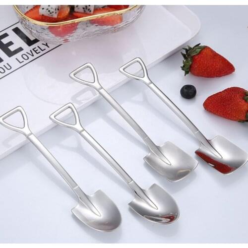 Coffee Spoon Cutlery Stainless Steel Retro Iron Shovel Ice Cream Spoon Scoop Creative Spoon Tea-spoon Fashion Tableware