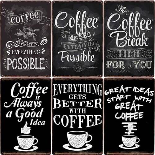 Coffee Sign Vintage Metal Plaque Wall Art Poster Pub Cafe Retro Decoration Bar Plate Home Decor 20x30cm