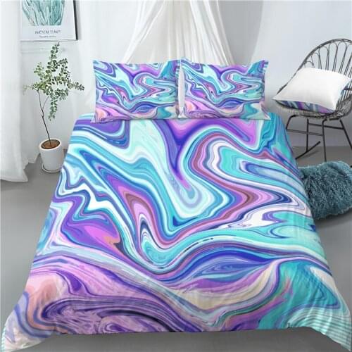 Home Living Luxury 3D Colorful Fluid Print 2/3Pcs Soft Duvet Cover and PillowCase Kids Bedding Sets Queen and King EU/US/AU Size