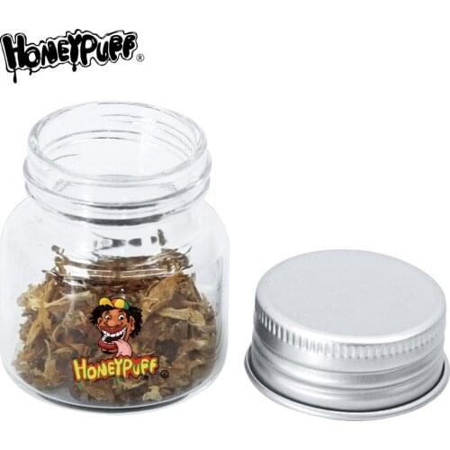 HONEYPUFF 2pcs Portable Storage Container for Tobacco Herbs Glass Pill Box Airtight Stash Jar Multi-Use Vacuum Seal