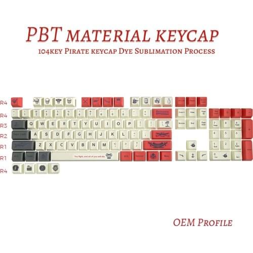 Eagiacme 104 Keys PBT Keycap DYE-Sublimation OEM Profile Pirate Personalized Keycaps is For Cherry MX Switch Mechanical Keyboard