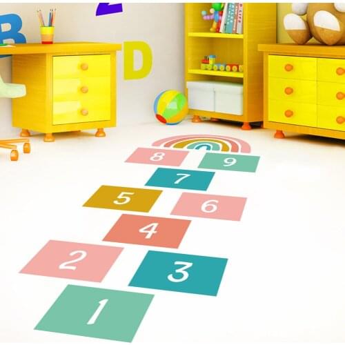Cartoon 1-9 Numbers Game Floor Wall Sticker for Baby Kids Room Decoration Wallpaper Home Decor Ground Stickers Rainbow