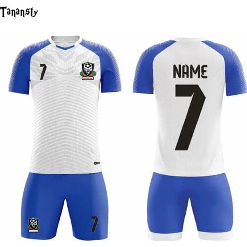 Men Football jersey adult professional uniform quick dry printed soccer shirt and shorts Training Soccer Uniforms name number