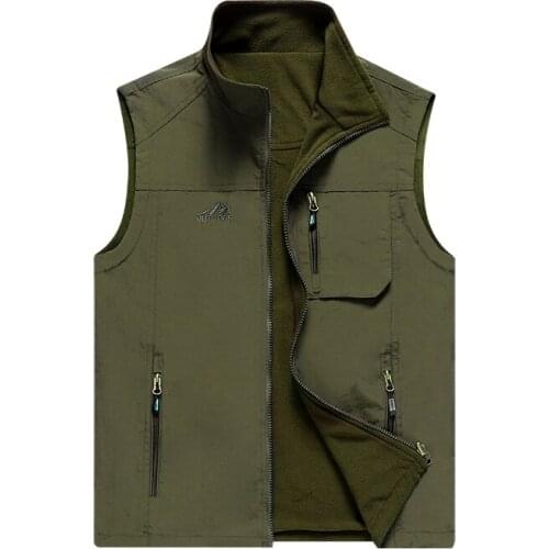 Male Jacket Reporter Waistcoat M-5Xl Large Size Reversible Multi Pocket Vest Men Quick-Drying Photography Sleeveless