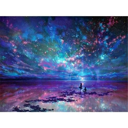 Full Diamond Painting Set Landscape Diamond Embroidery Cross Stitch Starry Sky Pictures of Rhinestones Mosaic Wall Art