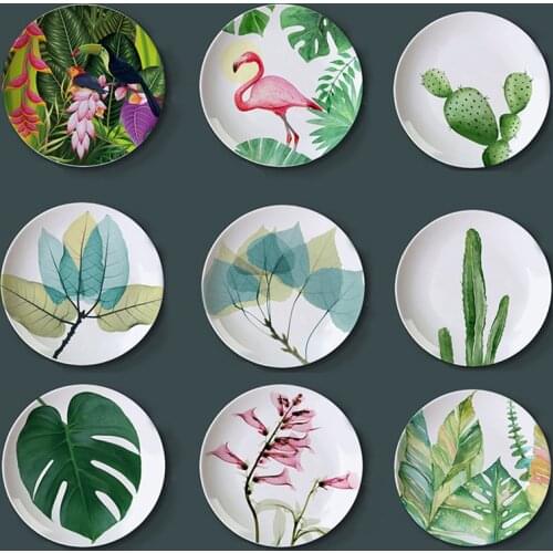 Nordic Creative Flamingo Plate cactus ceramic breakfast plate fruit plate tableware net red home decoration hanging plate