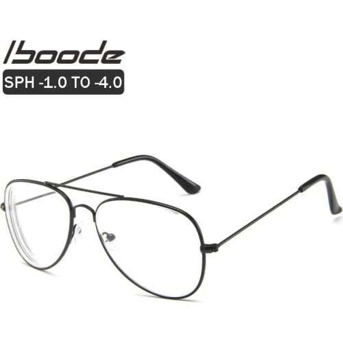 Iboode Women Men Myopia Optical Prescription Glasses Pilot Eyeglasses Frame Nearsighted Shortsight Goggles Diopter -1.0 to -4.0