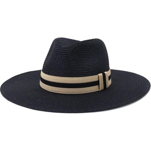 Summer Lager Brim Beach Sand Outdoor Travel Sunshade Sun Caps Women Elegant Casual Panama Jazz Straw Hat Men Fishing Straw Cap