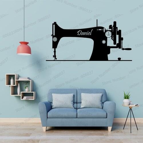 Personality Name Sewing Texts Vinyl Decal Quote Wall Sticker Clothes Shop Décor Sewing Machine Wall Poster Decor WL607