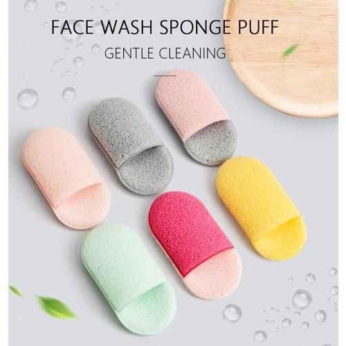 Portable Oval Shape Reusable Face Cleaning Sponge Makeup Remover Cleaner Puff Face Skin Makeup Remover Cleaner