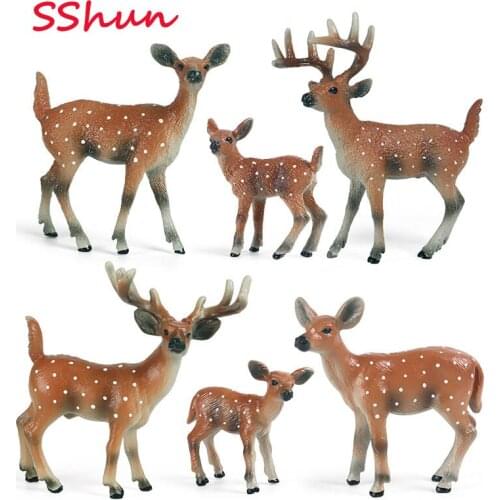 Christmas Gift children simulation wild animal deer model toy solid sika deer white tail deer elk Set