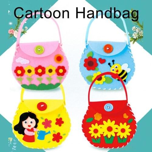 1 Pack Handmade Bag Cartoon Gift Improve Hands-on Ability Vivid Color Non-woven Simulation DIY Handbag Material for Mothers Day