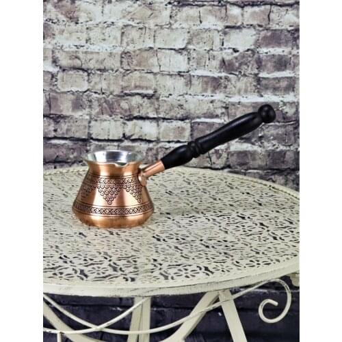 Thick Grape Engraved Copper Coffee Pot 3 Cup (1183)