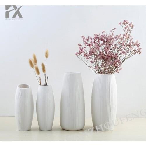 White imple Vase Nordic Vase Imitation Ceramic Flower Pot Living Room Modern Vase Decoration Home Flower Arrangement Crafts