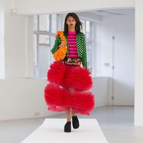 Chic Ruffled Pleated Tulle Skirts Women 2021 Ankle Length Long Women Maxi Tulle Skirt Party Prom Skirt Custom Made Plus Size