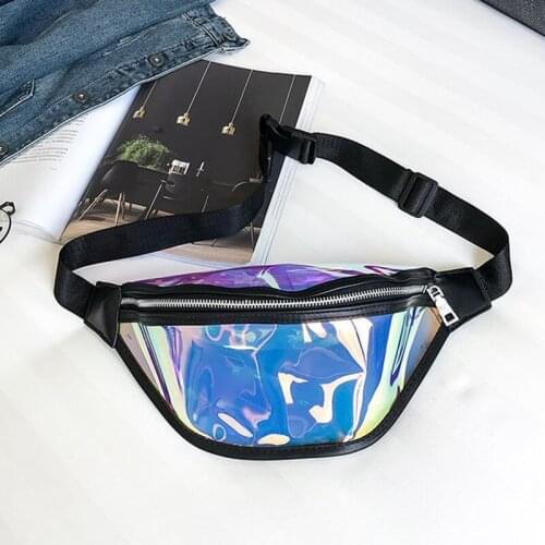 Women PVC Laser Hologram Waist Packs Fanny Pack Zipper Reflective Belt Bag Chic Clear Girls Transparent Holographic Phone Bags