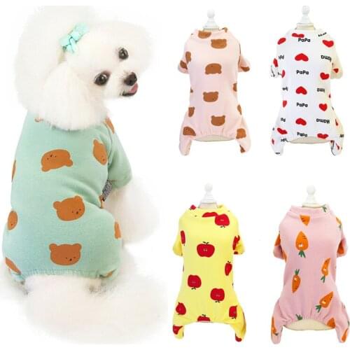 Winter Warm Pet Dog Pajamas for Small Dogs Sweet Cotton Print Puppy Dog Cat Jumpsuit Chihuahua Poodle Pullovers Mascotas Clothes