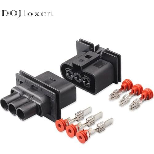 1/5/10/20/50Sets 3 Pin Automobile Waterproof Black Male Female Plug 280 Series Sealed Plastic Wring Harness Connector 1J0906443