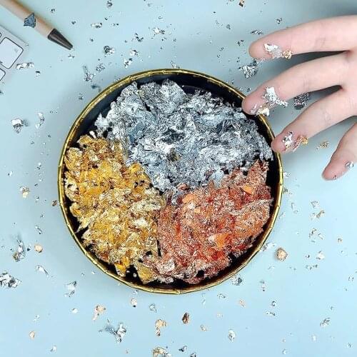 1 Bottle Decorative Gold Leaf Flakes 3g Gold Silver Confetti For DIY Nail Art Painting Material Decorating Foil Paper Party Supp
