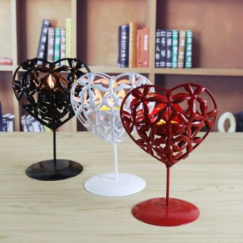 1PC European Retro Heart Jelly Wedding Black Candlestick Creative Love Wedding Decorating Candle Holder Home Decoration MK 035