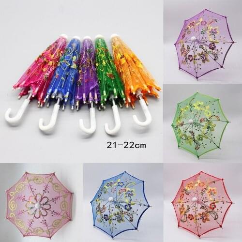 1PC New Lace Umbrella Kids Mini Embroidered Sun Umbrellas For Handmade Doll Plastic Doll Girls Toy Gifts Doll Accessories