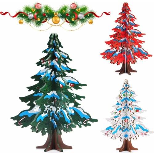 16.5cm Wooden Christmas Tree Festival Party Ornaments Xmas Table Desk Decor 3D 2018 NewStyle