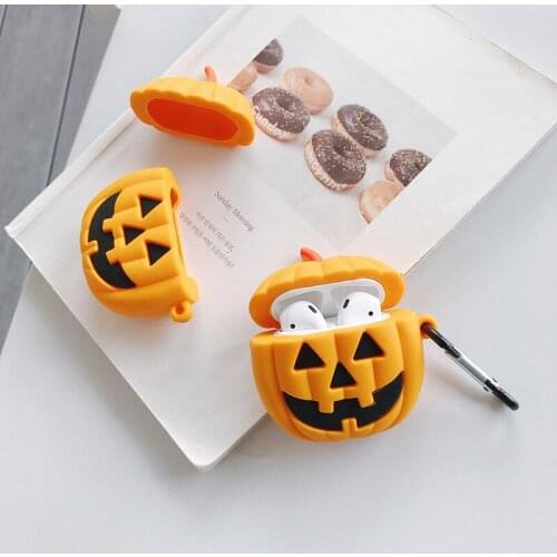 3D Cartoon Halloween Pumpkin Head Case For AirPods1,2 Soft Silicone Bluetooth Wireless Headset Set AirPods Headphones Cover #S0